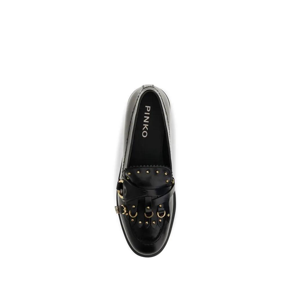 PINKO Sample Sale | PINKO Black Calf Leather Bos Taurus Slip-On Loafers - | Designer outlet