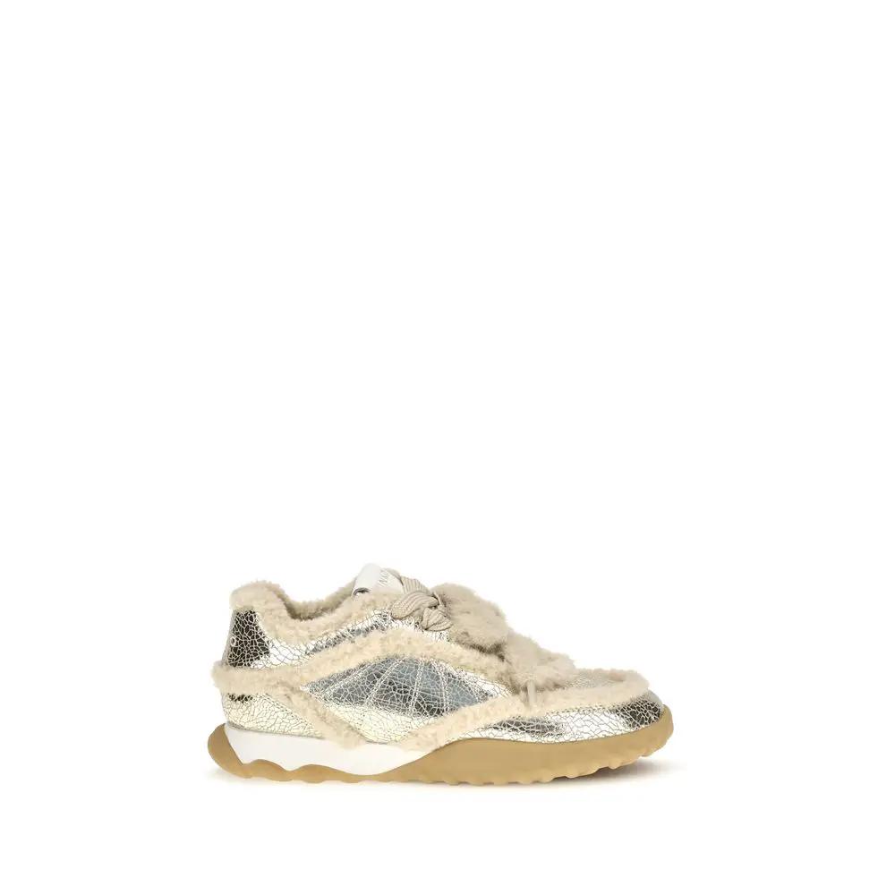 PINKO Sample Sale | PINKO Silver Calf Leather Bos Taurus Chunky Sneakers - | Designer outlet