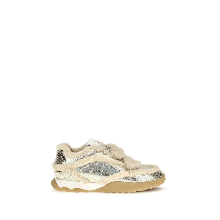 PINKO Sample Sale | PINKO Silver Calf Leather Bos Taurus Chunky Sneakers - | Designer outlet