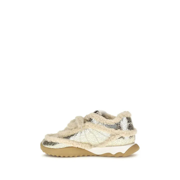 PINKO Sample Sale | PINKO Silver Calf Leather Bos Taurus Chunky Sneakers - | Designer outlet