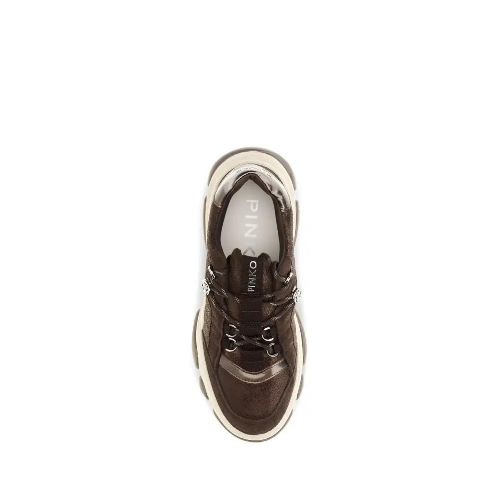 PINKO Sample Sale | PINKO Brown Calf Leather Bos Taurus Chunky Sneakers - | Designer outlet