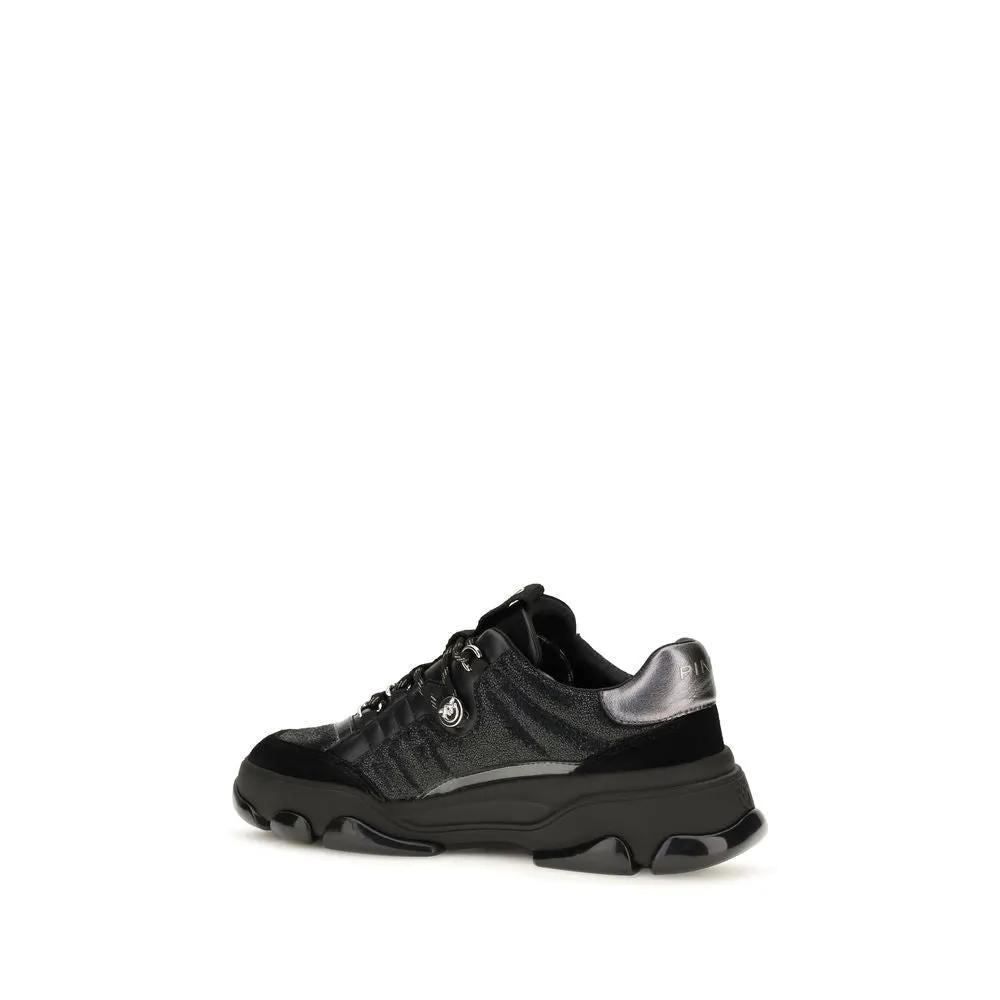 PINKO Sample Sale | PINKO Black Calf Leather Bos Taurus Chunky Sneakers - | Designer outlet