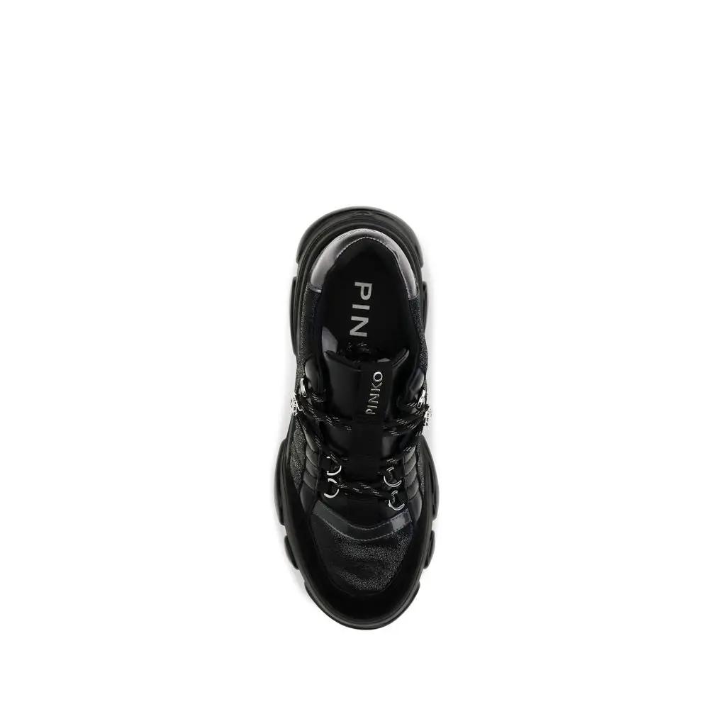 PINKO Sample Sale | PINKO Black Calf Leather Bos Taurus Chunky Sneakers - | Designer outlet