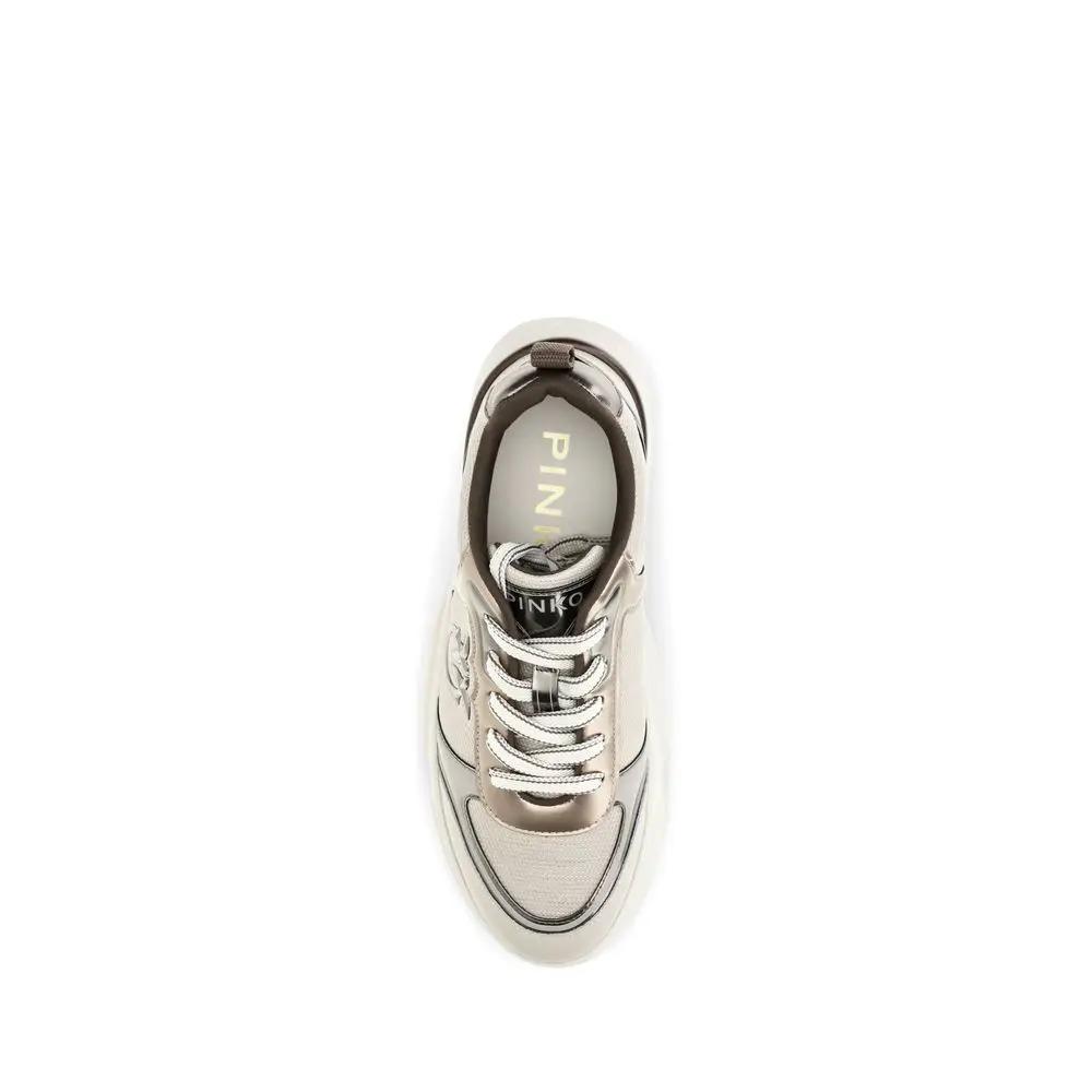 PINKO Sample Sale | PINKO Beige Calf Leather Bos Taurus Chunky Sneakers - | Designer outlet