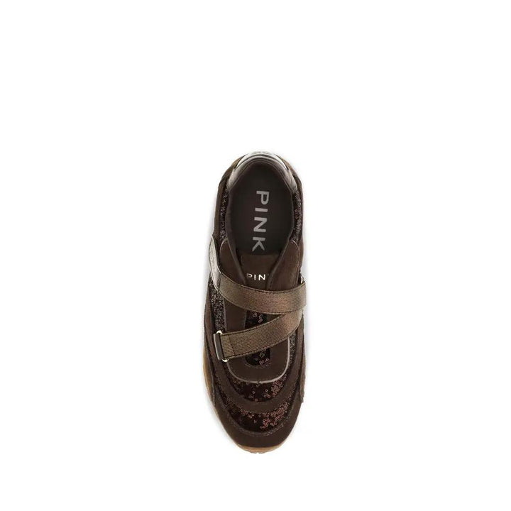PINKO Sample Sale | PINKO Brown Suede Leather Athletic Sneakers - | Designer outlet