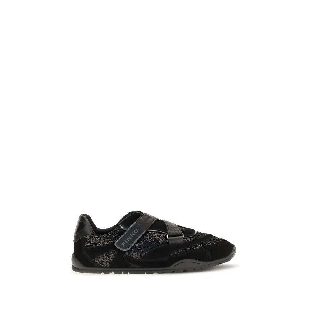 PINKO Sample Sale | PINKO Black Suede Leather Athletic Sneakers - | Designer outlet