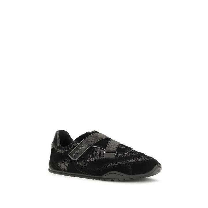 PINKO Sample Sale | PINKO Black Suede Leather Athletic Sneakers - | Designer outlet