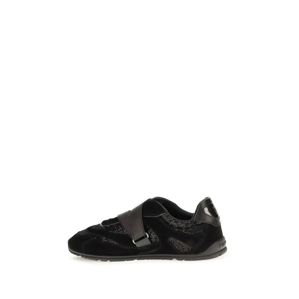 PINKO Sample Sale | PINKO Black Suede Leather Athletic Sneakers - | Designer outlet