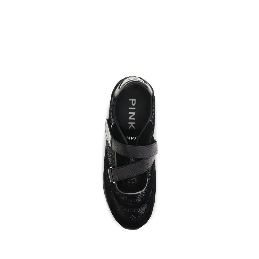 PINKO Sample Sale | PINKO Black Suede Leather Athletic Sneakers - | Designer outlet