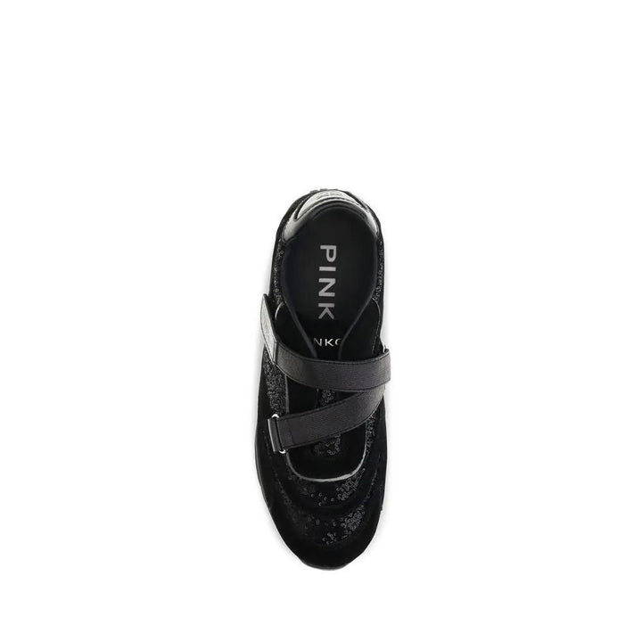 PINKO Sample Sale | PINKO Black Suede Leather Athletic Sneakers - | Designer outlet