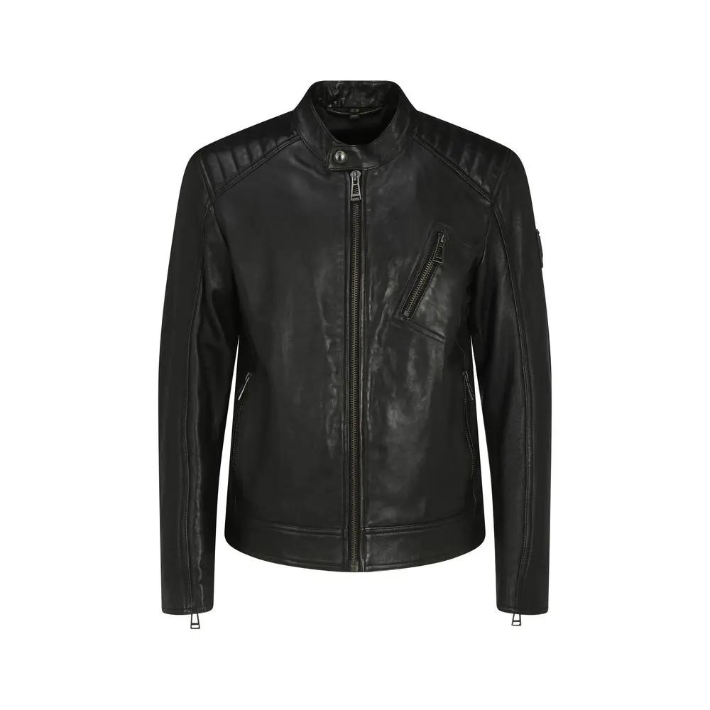 Belstaff Sample Sale | Belstaff Black Lamb Ovis Aries Leather Jacket - | Designer outlet