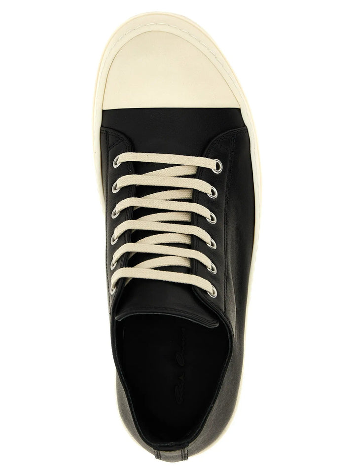 Rick Owens Sample Sale | Rick Owens Bicolor Calfskin Low Top Sneakers - | Designer outlet