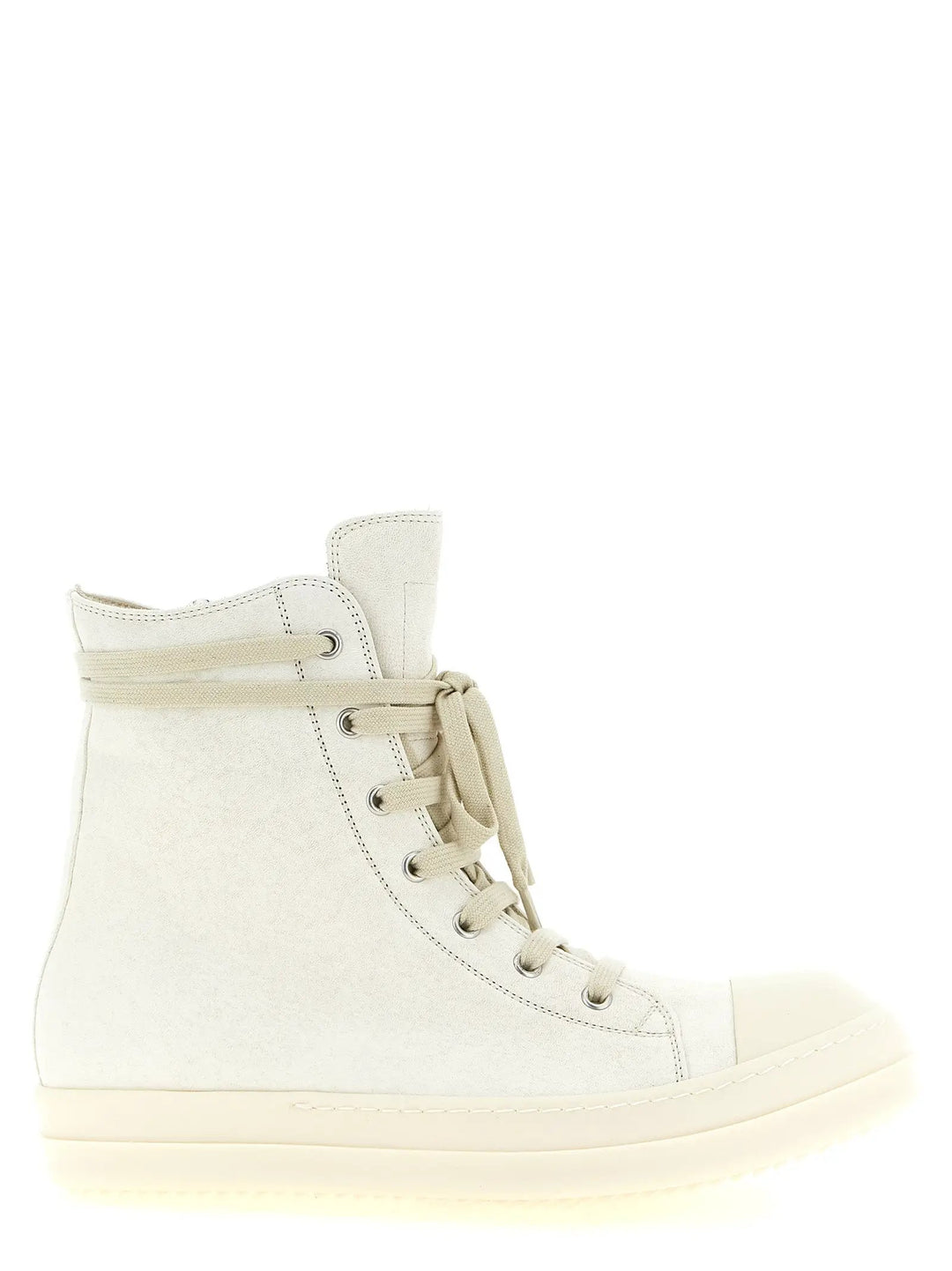 Rick Owens Sample Sale | Rick Owens White Lamb Leather High Top Sneakers - | Designer outlet