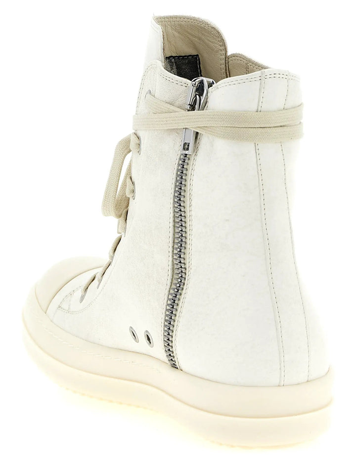 Rick Owens Sample Sale | Rick Owens White Lamb Leather High Top Sneakers - | Designer outlet