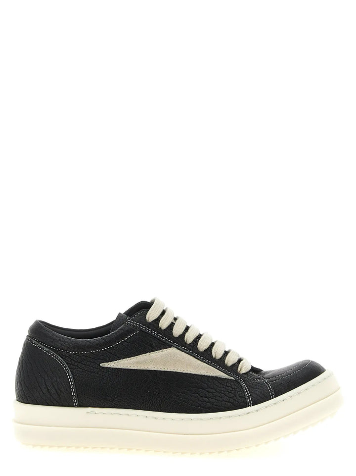 Rick Owens Sample Sale | Rick Owens Bicolor Lamb Leather Low Top Sneakers - | Designer outlet