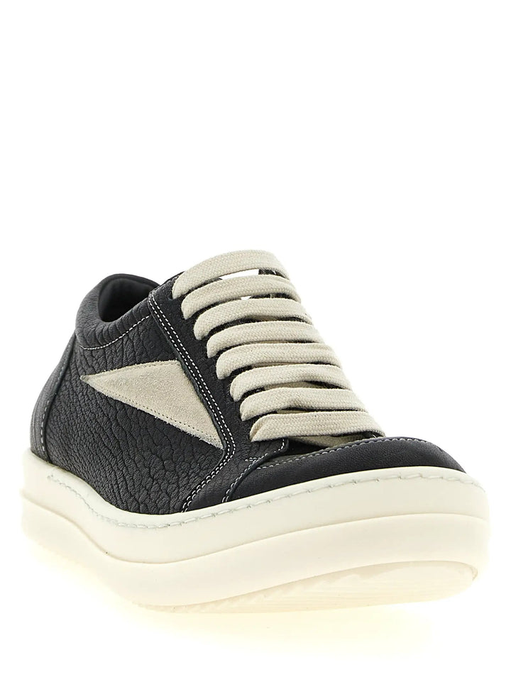 Rick Owens Sample Sale | Rick Owens Bicolor Lamb Leather Low Top Sneakers - | Designer outlet