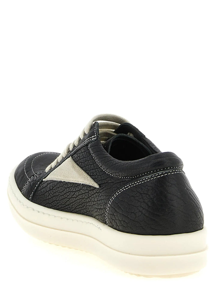 Rick Owens Sample Sale | Rick Owens Bicolor Lamb Leather Low Top Sneakers - | Designer outlet