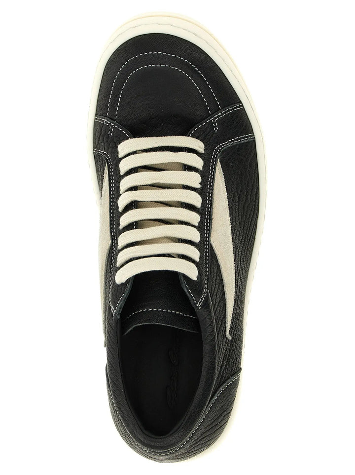 Rick Owens Sample Sale | Rick Owens Bicolor Lamb Leather Low Top Sneakers - | Designer outlet