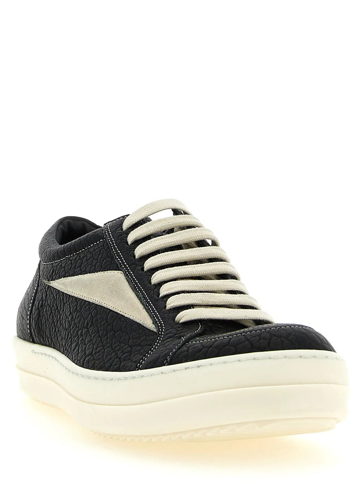 Rick Owens Sample Sale | Rick Owens Bicolor Lamb Leather Low Top Sneakers - | Designer outlet
