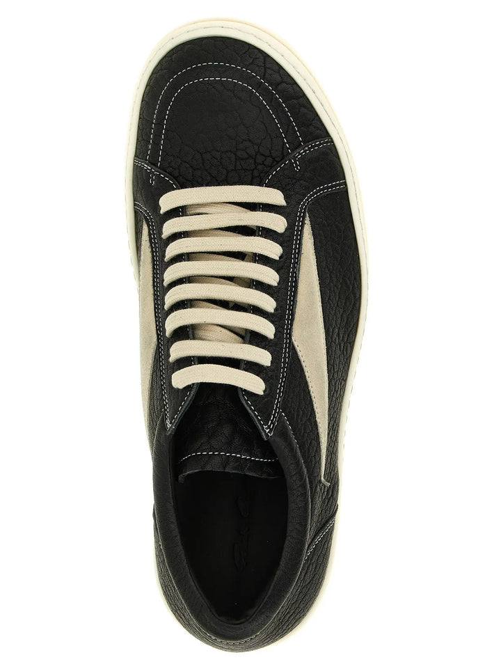 Rick Owens Sample Sale | Rick Owens Bicolor Lamb Leather Low Top Sneakers - | Designer outlet
