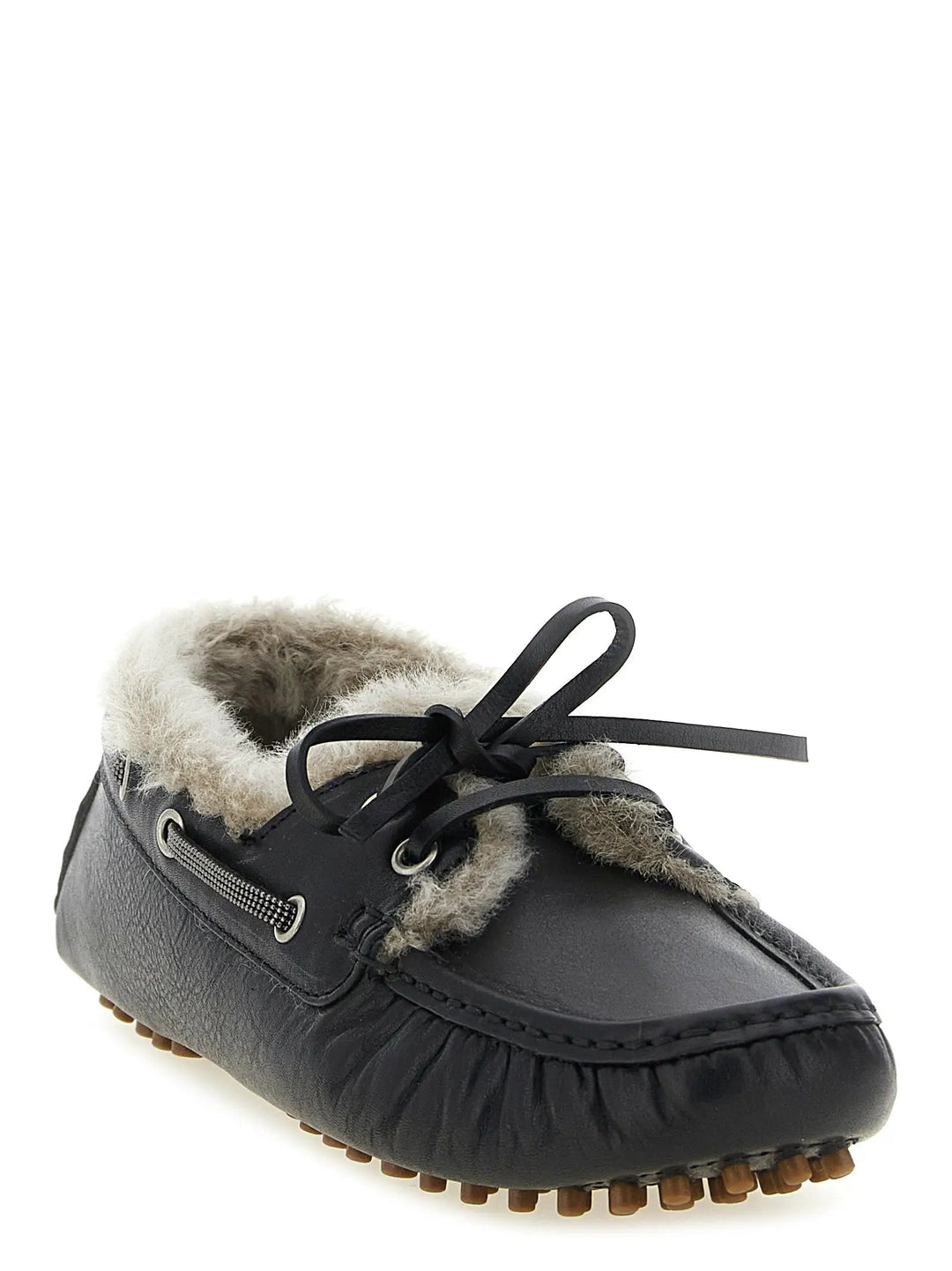 Brunello Cucinelli Sample Sale | Brunello Cucinelli Black Calfskin Slip-On Loafers - | Designer outlet