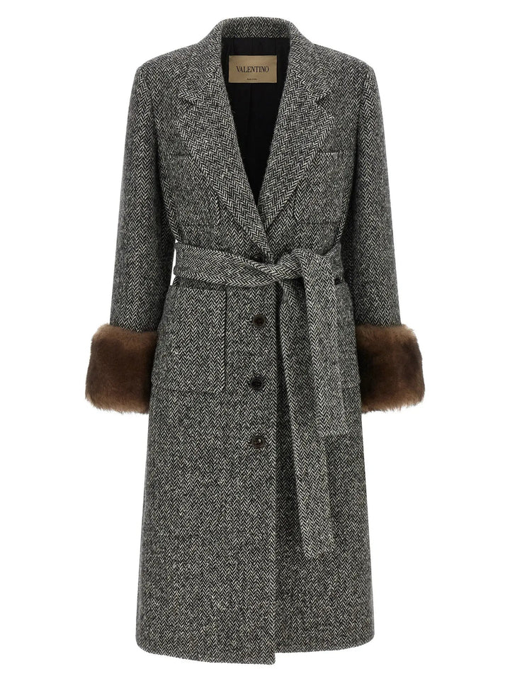 Valentino Garavani Sample Sale | Valentino Garavani Bicolor Virgin Wool Coat - | Designer outlet