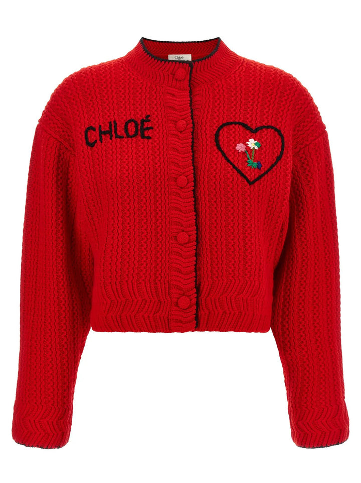 Chloé Sample Sale | Chloé Red Wool Cardigan - | Designer outlet