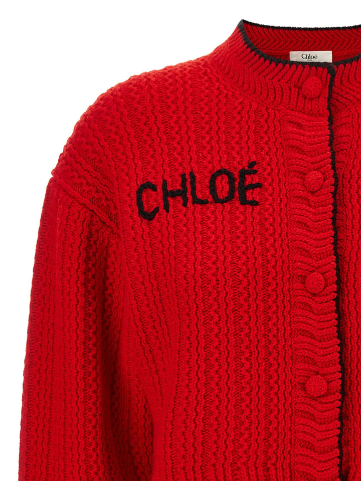 Chloé Sample Sale | Chloé Red Wool Cardigan - | Designer outlet