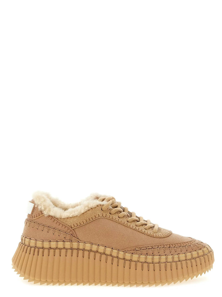Chloé Sample Sale | Chloé Beige Lambskin Chunky Sneakers - | Designer outlet