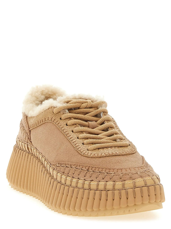 Chloé Sample Sale | Chloé Beige Lambskin Chunky Sneakers - | Designer outlet