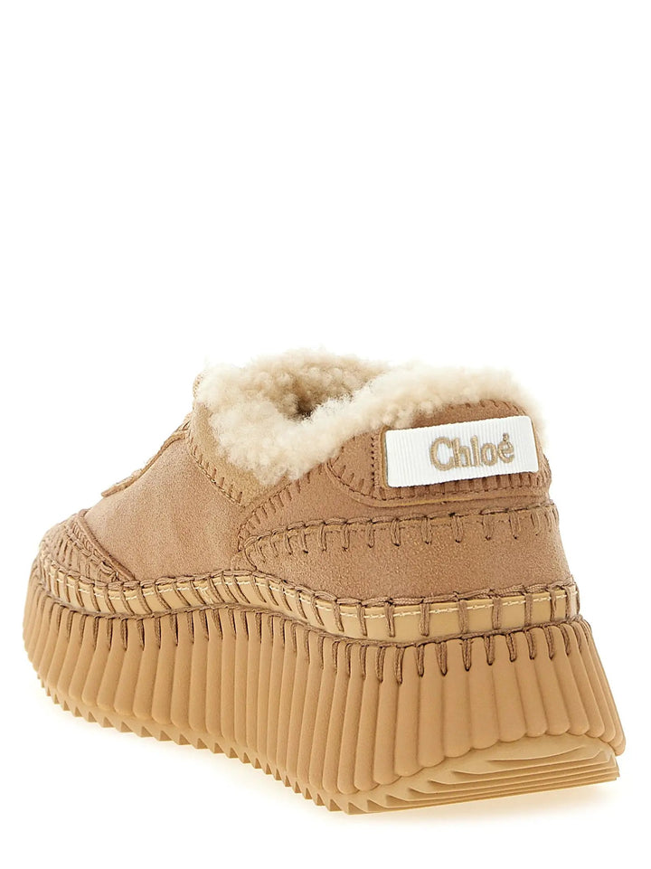 Chloé Sample Sale | Chloé Beige Lambskin Chunky Sneakers - | Designer outlet