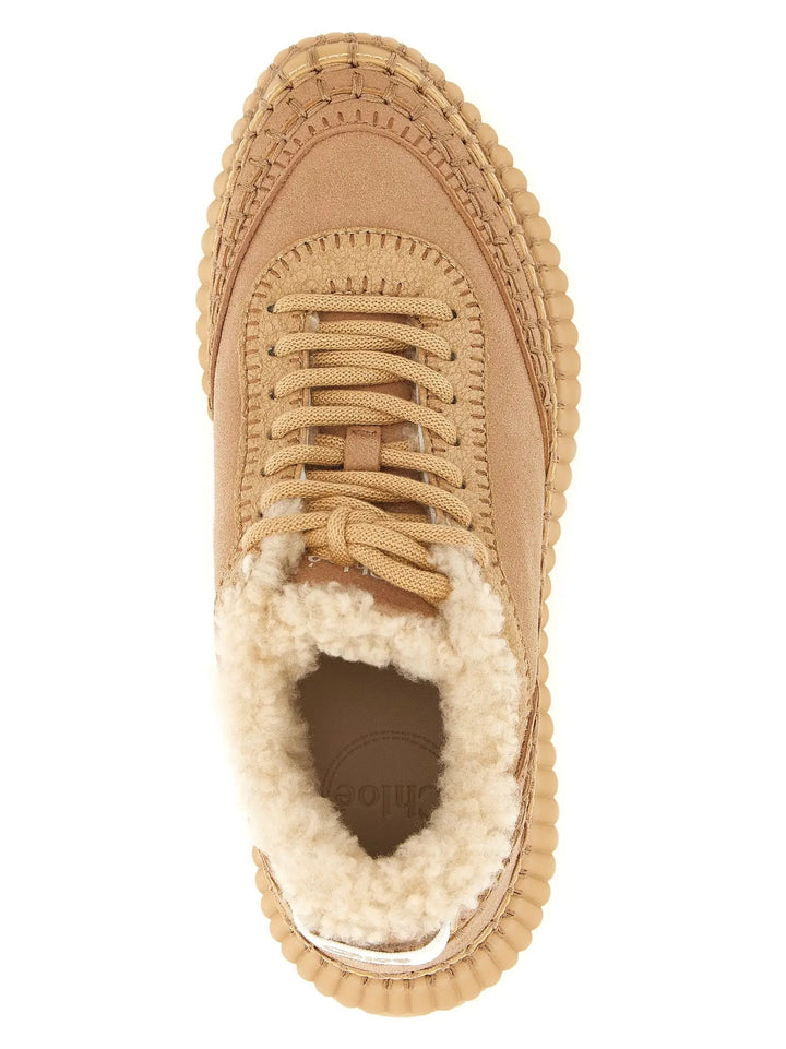 Chloé Sample Sale | Chloé Beige Lambskin Chunky Sneakers - | Designer outlet