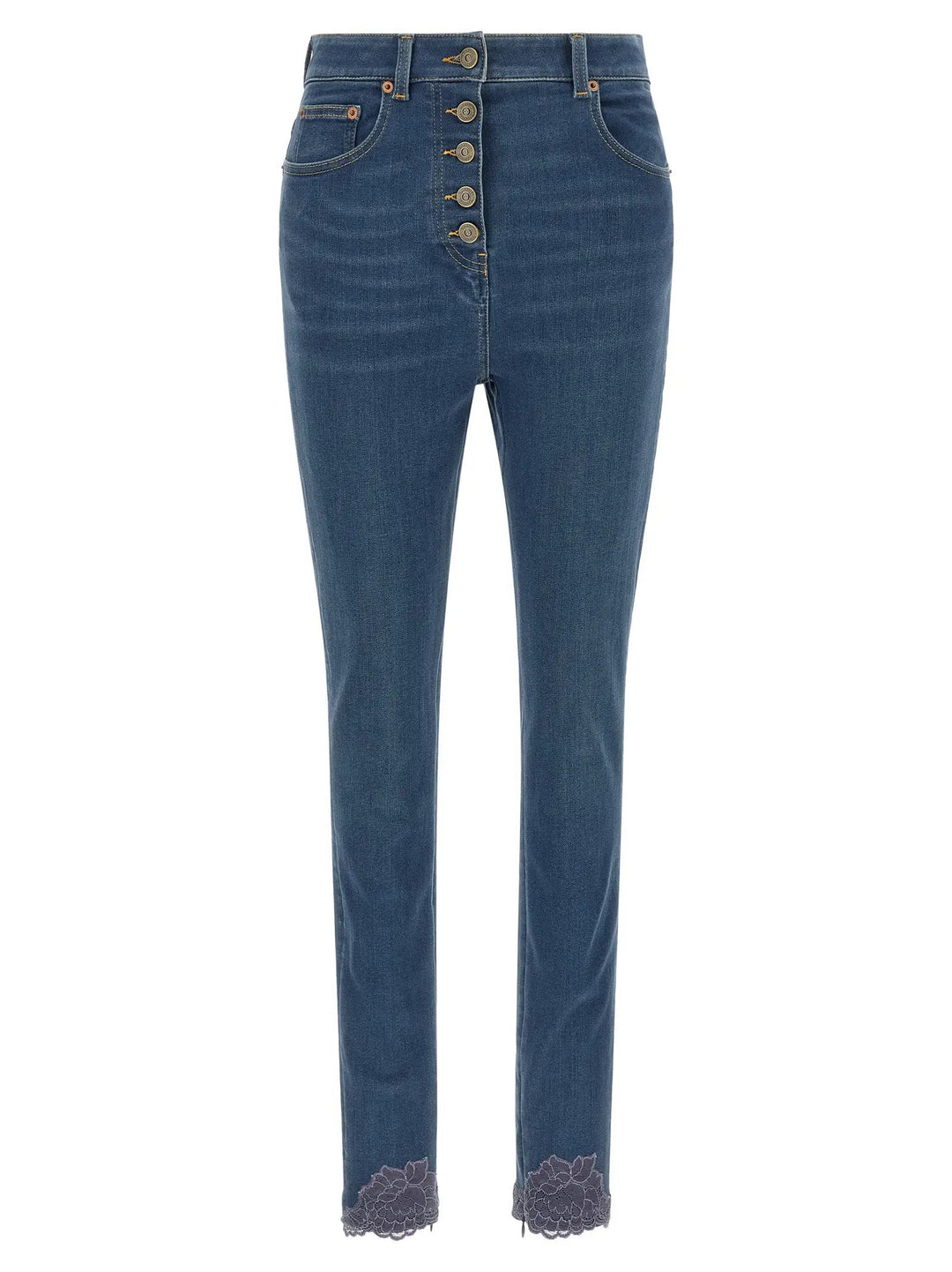 Valentino Garavani Sample Sale | Valentino Garavani Blue Lamb Fur High-Waisted Jean - | Designer outlet