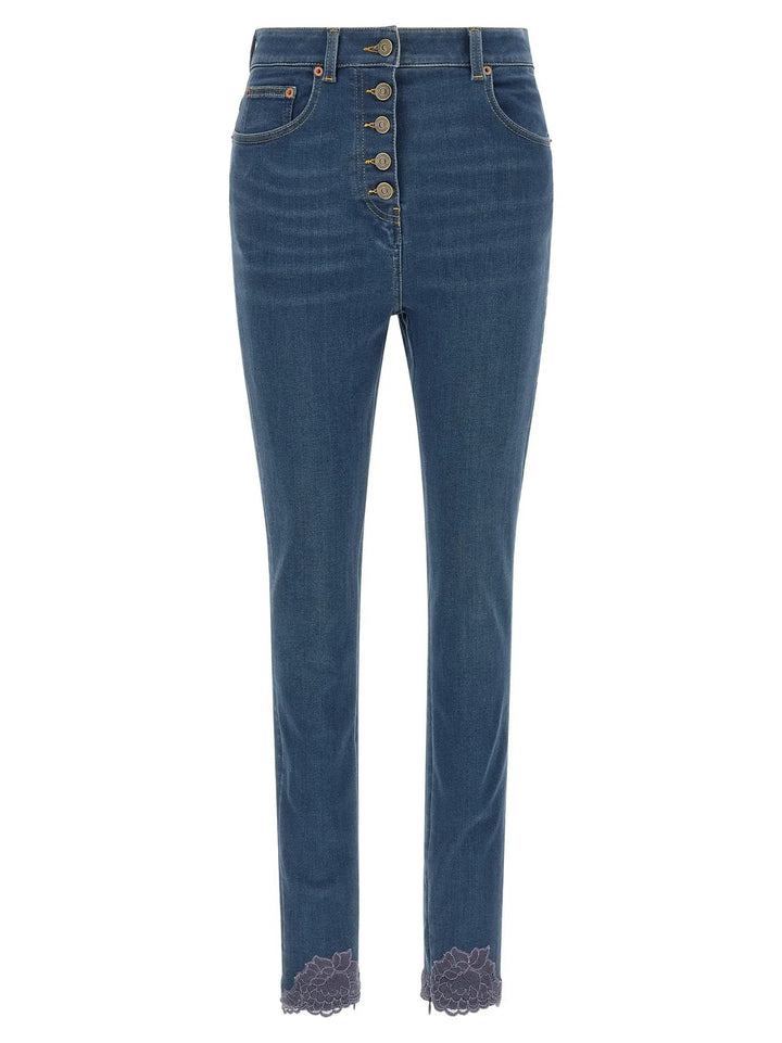 Valentino Garavani Sample Sale | Valentino Garavani Blue Lamb Fur High-Waisted Jean - | Designer outlet