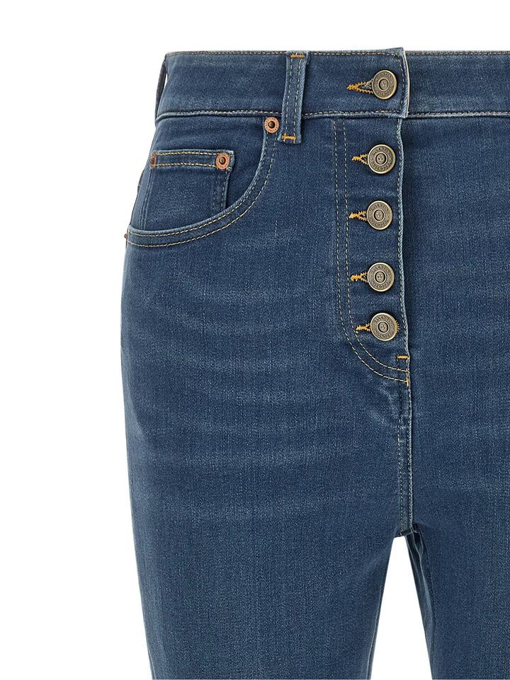 Valentino Garavani Sample Sale | Valentino Garavani Blue Lamb Fur High-Waisted Jean - | Designer outlet