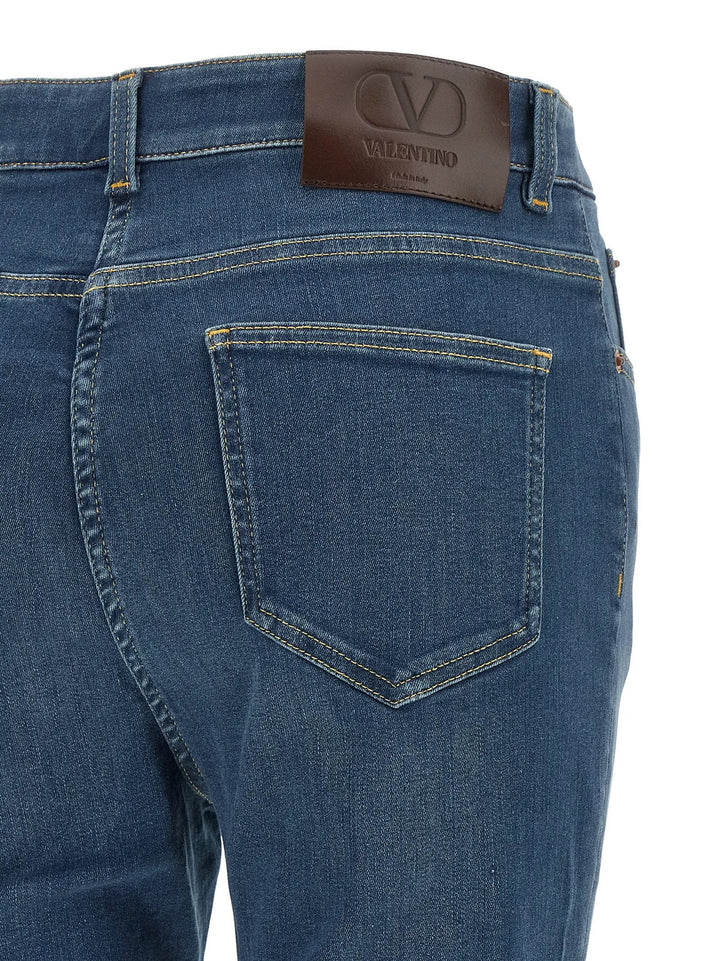 Valentino Garavani Sample Sale | Valentino Garavani Blue Lamb Fur High-Waisted Jean - | Designer outlet