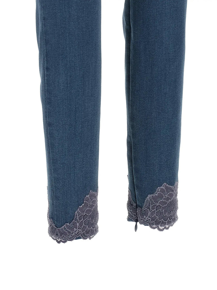 Valentino Garavani Sample Sale | Valentino Garavani Blue Lamb Fur High-Waisted Jean - | Designer outlet