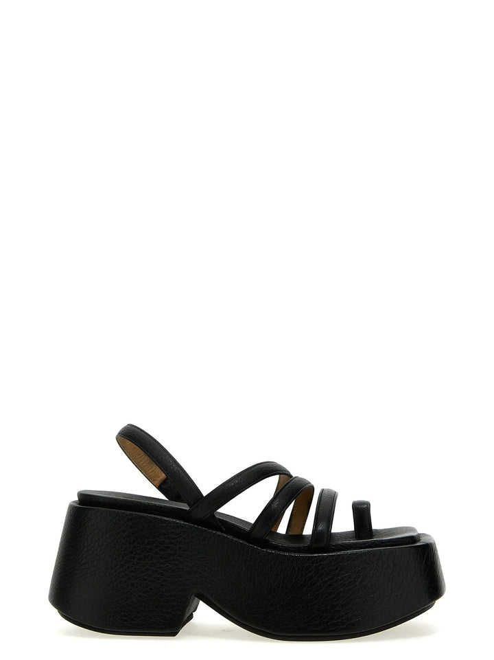 Marsell Sample Sale | Marsell Black Calfskin Stiletto Heel Sandals - | Designer outlet