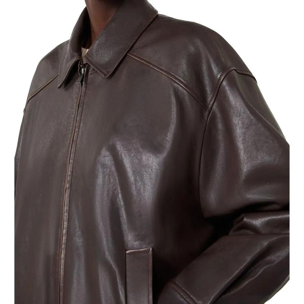 Max Mara Sample Sale | Max Mara Brown Lamb Leather Leather Jacket - | Designer outlet