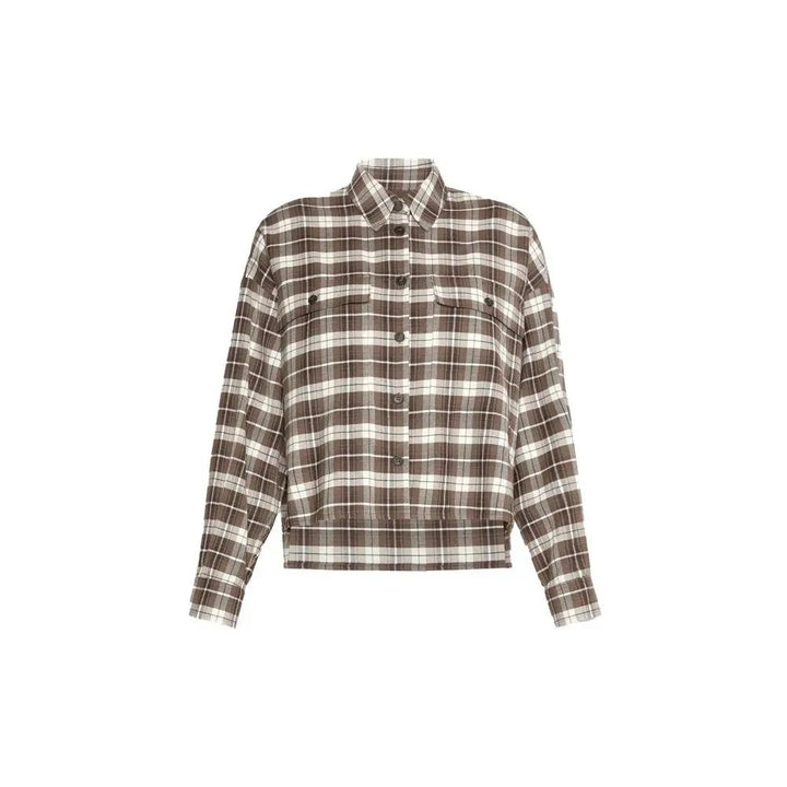 Max Mara Sample Sale | Max Mara Brown Cotton Pattern Shirt - | Designer outlet