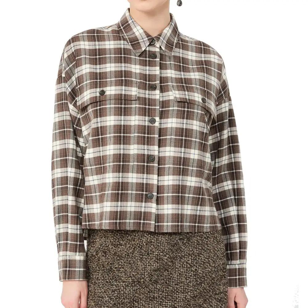 Max Mara Sample Sale | Max Mara Brown Cotton Pattern Shirt - | Designer outlet