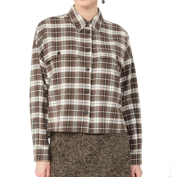 Max Mara Sample Sale | Max Mara Brown Cotton Pattern Shirt - | Designer outlet