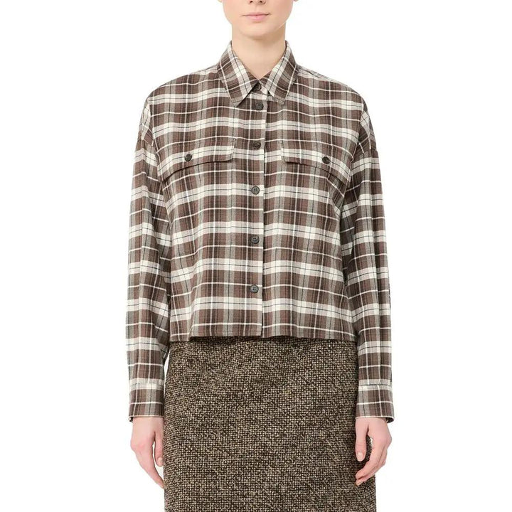 Max Mara Sample Sale | Max Mara Brown Cotton Pattern Shirt - | Designer outlet