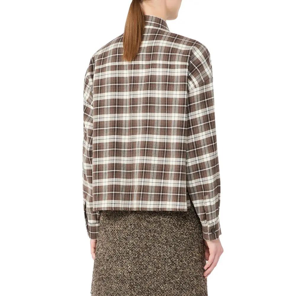 Max Mara Sample Sale | Max Mara Brown Cotton Pattern Shirt - | Designer outlet