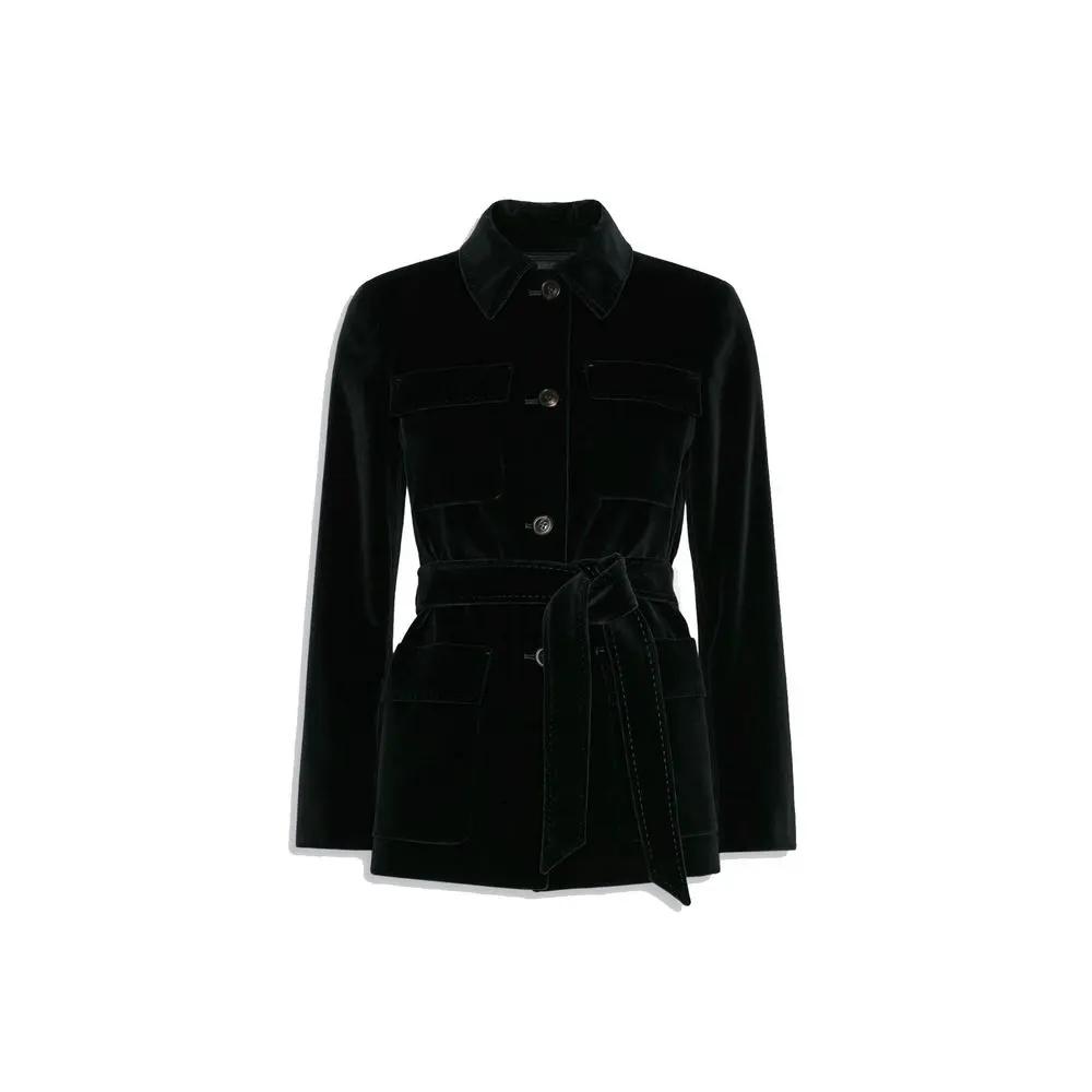 Max Mara Sample Sale | Max Mara Black Cotton Full-Length Jacket - | Designer outlet