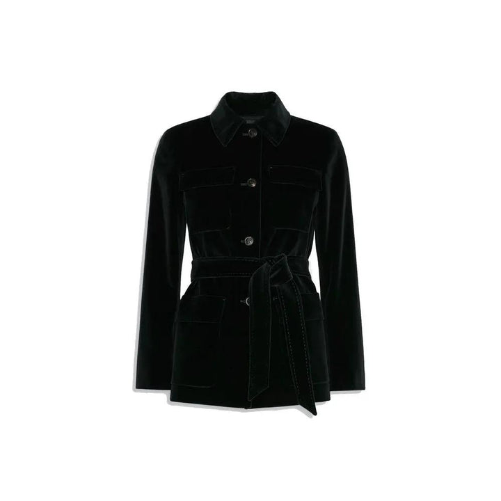 Max Mara Sample Sale | Max Mara Black Cotton Full-Length Jacket - | Designer outlet
