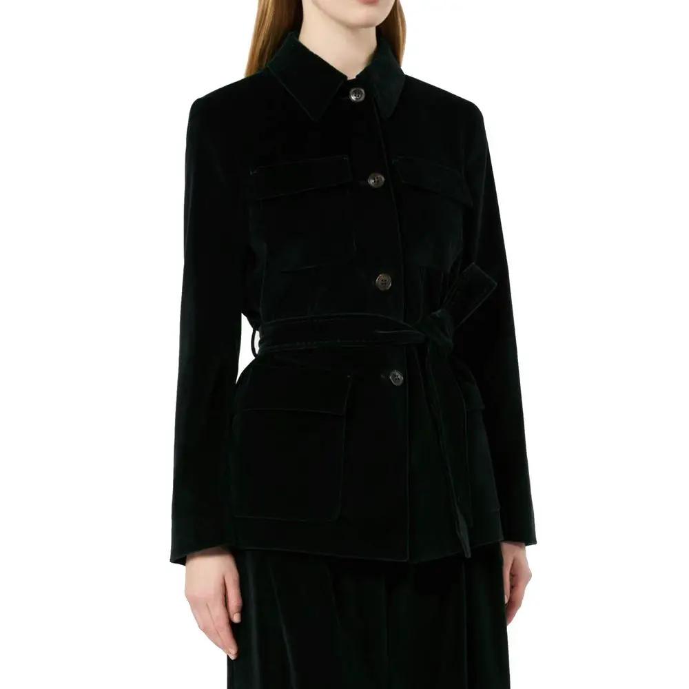 Max Mara Sample Sale | Max Mara Black Cotton Full-Length Jacket - | Designer outlet