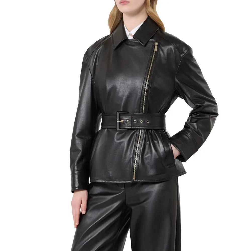 Max Mara Sample Sale | Max Mara Black Lambskin Leather Jacket - | Designer outlet