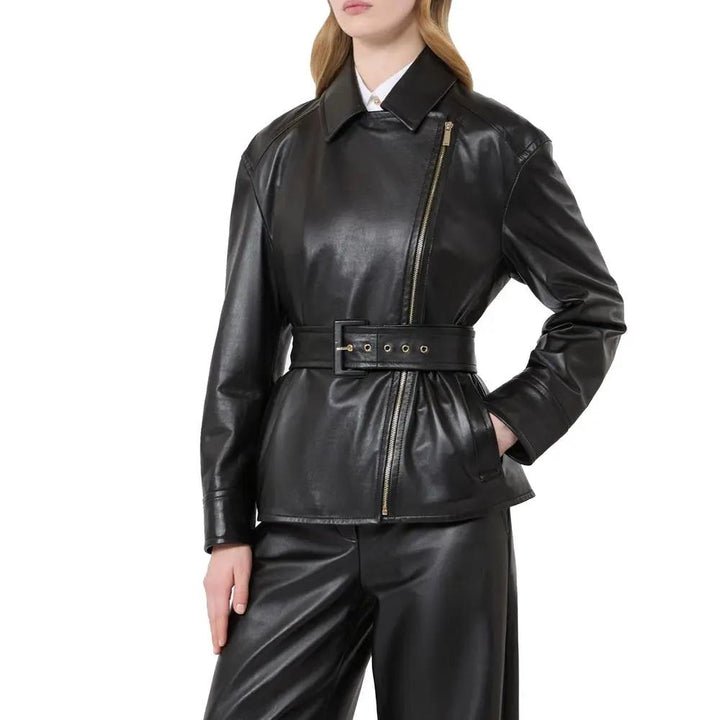 Max Mara Sample Sale | Max Mara Black Lambskin Leather Jacket - | Designer outlet