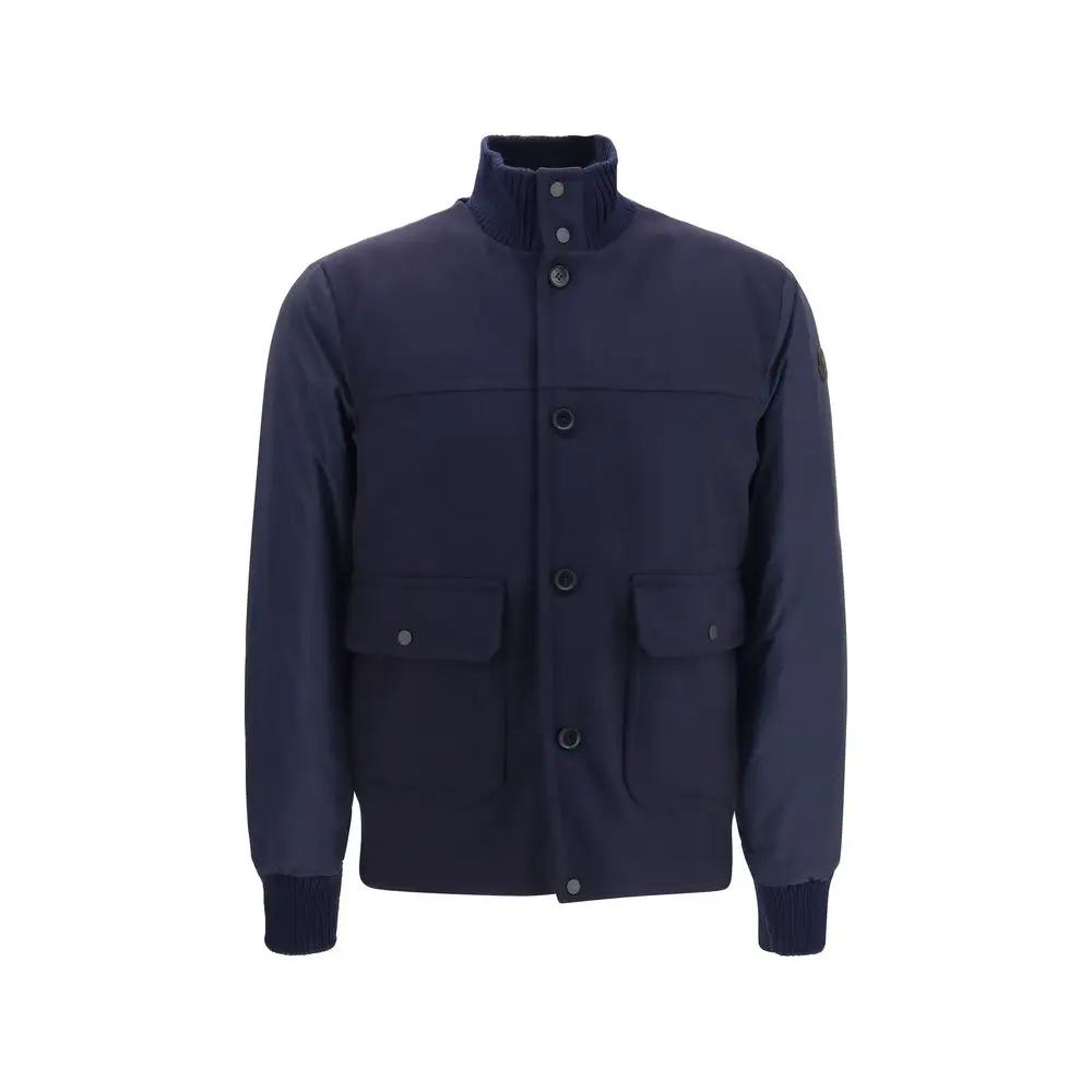 Moncler Sample Sale | Moncler Blue Wool Oves Aries Shell Jacket - | Designer outlet